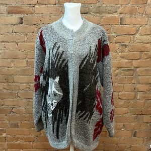 Vintage Lilly of California sparkle sweater with raccoons and butterflies